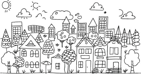 coloring page for kids minimalist 2d black outlines vector illustrations