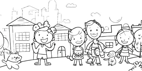coloring page for kids minimalist 2d black outlines vector illustrations