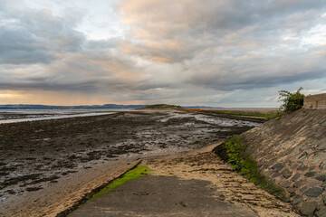 View from Cramond Beach to Cramond Island, Scotland, UK