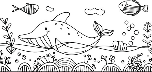 coloring page for kids minimalist 2d black outlines vector illustrations