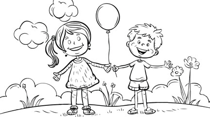 coloring page for kids minimalist 2d black outlines vector illustrations