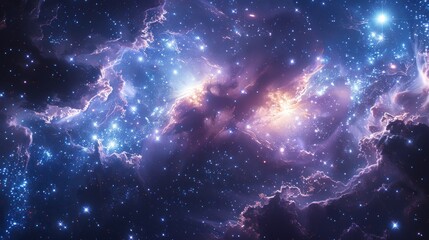 Fototapeta premium Cosmic Nebula: A Stellar Tapestry of Color and Light