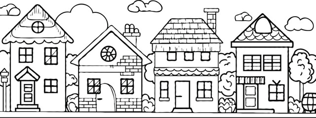 coloring page for kids minimalist 2d black outlines vector illustrations