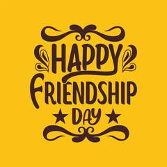 Happy friendship calligraphy vector illustration, perfect for T-shirt designs.