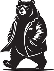 Angry Bear Silhouette vector illustration isolated on a white background