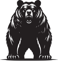 Angry Bear Silhouette vector illustration isolated on a white background