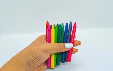 Multi Colored Crayon Pencils for Art Drawing Kids Colorful Wax Isolated