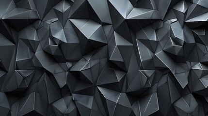 Fototapeta premium Contemporary interior design background: black 3d polygon wall for modern spaces and futuristic concepts