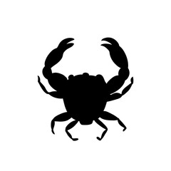 Cute black silhouette crab. Hand drawn elements. Sea animals. Vector doodle objects for your design.	
