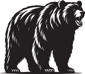Obraz premium Angry Bear Silhouette vector illustration isolated on a white background