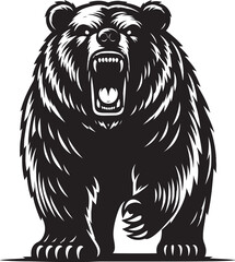 Angry Bear Silhouette vector illustration isolated on a white background