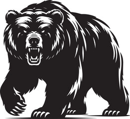 Obraz premium Angry Bear Silhouette vector illustration isolated on a white background