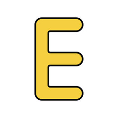 E icon color line with white background vector stock illustration