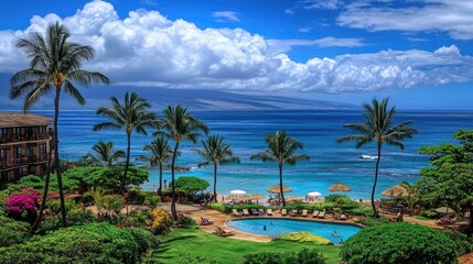 Fototapeta premium Maui Resort. A Grand and Gentle Get-Away with Expensive Ocean Views in Kaanapali, Hawaii