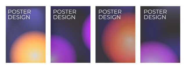 Obraz premium Set of modern, abstract poster designs with vibrant gradient backgrounds, Design template for flyer, social media, banner, placard.