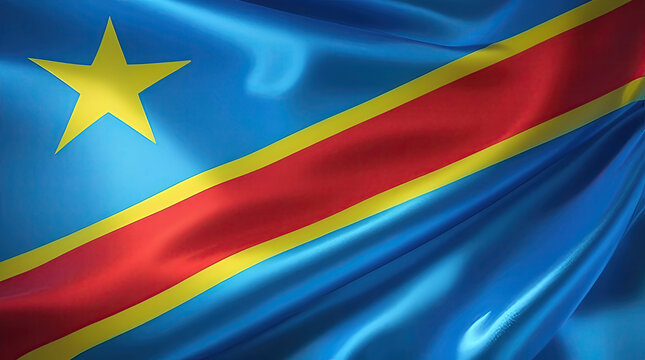 congolese flag for national Day or Independence Day of democratic republic of the congo