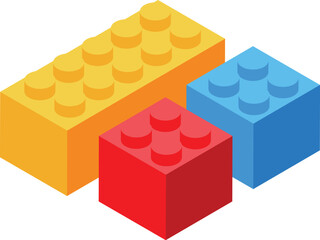 Colorful toy bricks forming increasing chart on white background