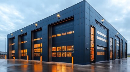 3D Exterior of a modern warehouse 