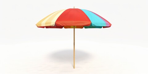 Obraz premium Stylish umbrella with multiple colors in a sand setting.