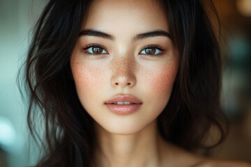 Naklejka premium Asian woman with beautiful and healthy skin, Generative AI