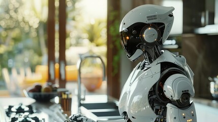 Fototapeta premium A robot assistant helping with household chores
