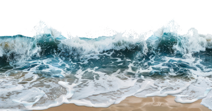 PNG  Waves crashing on sandy shore