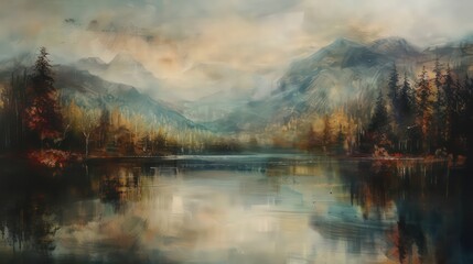 Fototapeta premium Serene Mountain Lake Landscape