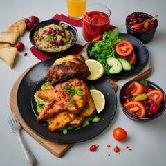 photo Fast Food Background with blank space and food menu Generative AI