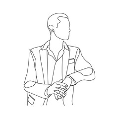 dessin en ligne continue d'un homme d'affaire regardant au loin, line art, vecteur
