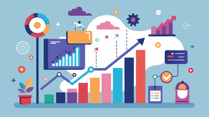 business graph ongoing vector art illustration