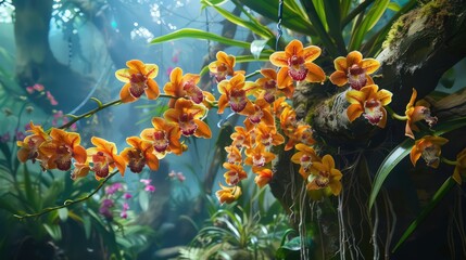Orchid Flowers Blooming in a Tropical Garden