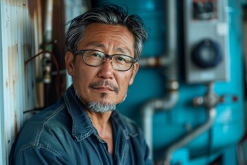 Obraz premium Portrait of a middle aged male plumber