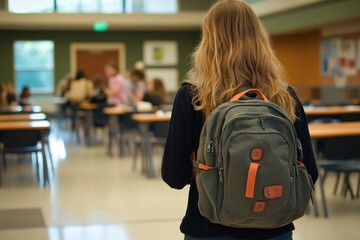 Ambitious Student Heading to Class - Back to School Excitement in Profile View