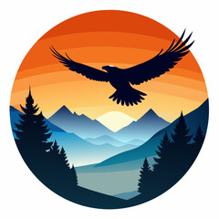Flying Eagle silhouette art vector illustration