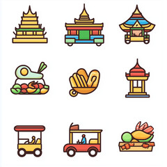 Thailand travel attraction icon symbol illustration 