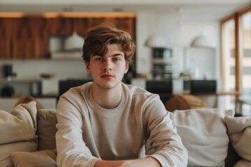 Obraz premium Portrait of a Caucasian man in modern home