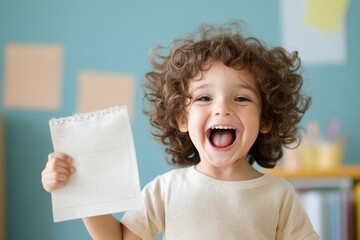 Proud Student Celebrating Academic Success with a Top-notch Report Card