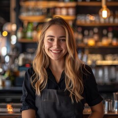 Smiling portrait of a young female barista