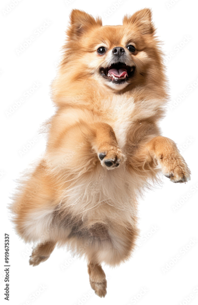 Wall mural PNG  Happy Pomeranian dog jumping joyfully