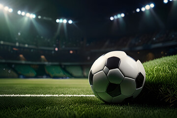 Obraz premium View of soccer ball on the field