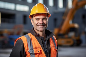 Portrait of a middle aged businessman on construction site