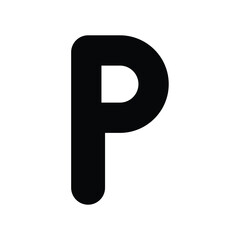 P icon glyph with white background vector stock illustration