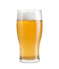 Glass of light beer isolated on white