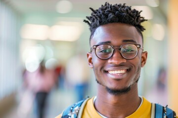 Naklejka premium Smiling portrait of a African American male student