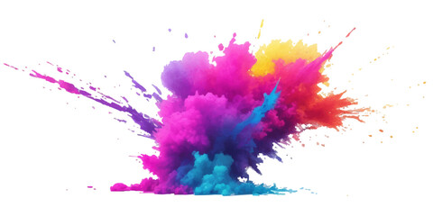 Bright colorful watercolor splash splatter stain brush strokes on white background. Modern vibrant aquarelle spot. Aquarelle explosion on white. Element. Vector watercolor illustration isolated design