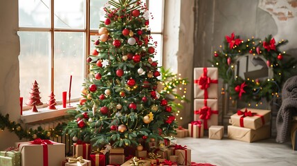 A beautifully decorated christmas tree indoors
