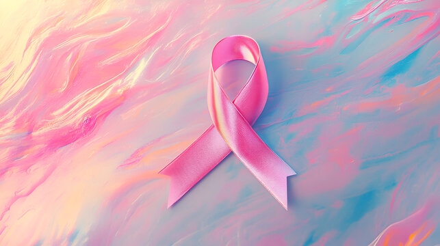 un liston rosa de prevencion y concientizaci&oacute;n  del cancer de mama en la mujer apoyo y ayuda a las mujeres con cancer de mama