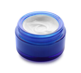 Face cream in jar isolated on white