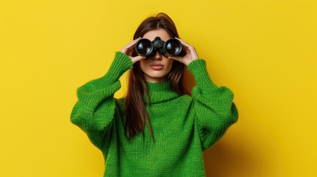 The woman with binoculars