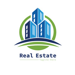 a logo for real estate business with a house and a logo for real estate